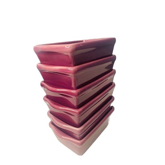 6 Mini Loaf Pans Purple 6” Stoneware Ceramic Michaels Stores Great Condition - Picture 2 of 11